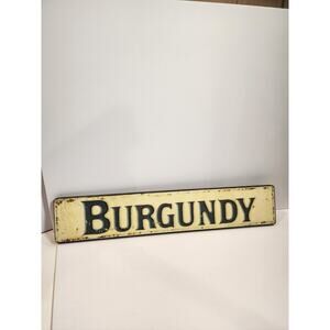 Burgundy France Novelty 22"x4" Wood Wall Mount Decor Lt. Yellow/BeigeFlat Not 3D